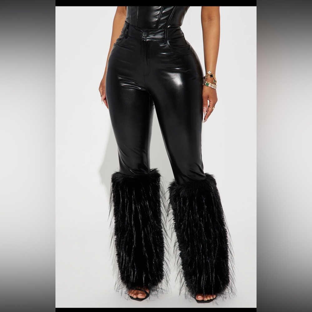 Fashion nova black fur pants
